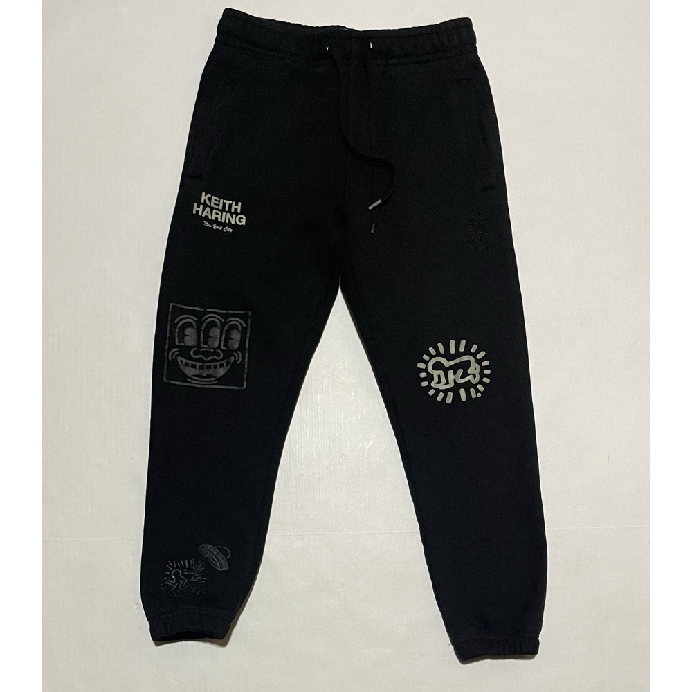 Keith Haring x‎ Shoe Palace Sweatpants Mens Size Small Tapered Joggers Black